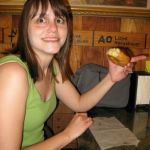 Jenny tried a fresh donut.