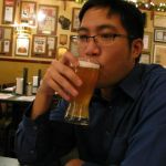 Anthony, trying the local brew.