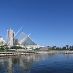 The Milwaukee Art Museum overlooking the lake.