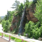 Outside, a water fall.