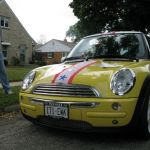 Bessie renews her patriotic decorations.