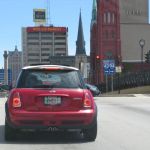 Rolling through downtown Milwaukee.