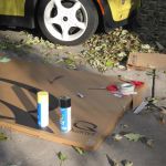 The tools - cardboard, paint, scissors, tape.