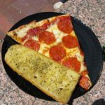 Pizza and garlic bread.