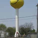 First stop - the smiley water tower.
