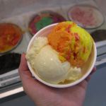 That's "one" scoop of vanilla & maui waui sherbet That's one scoop of vanilla & maui waui sherbet