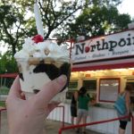 Today's decadence - Hot fudge, peanuts and custard. Today's decadence - Hot fudge, peanuts and custard.