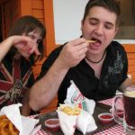 Jenny and Brian eating.