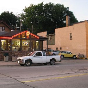 Fred's at night.