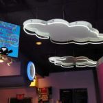 The ceiling had fun clouds on it. The staff found it annoying that we dared to take pictures.